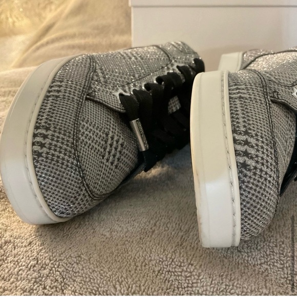 Jimmy Choo Prince of Stars Glitter Fashion Sneakers in Silver size 8 - Picture 12 of 14